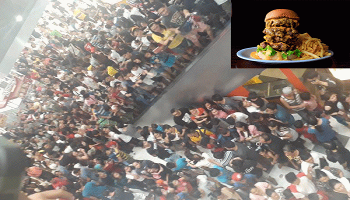 সস্তায় বার্গার খাওয়ার লোভে ক্রেতাদের লঙ্কাকাণ্ড!
